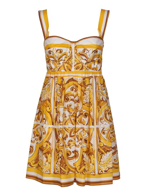 Short dress with bustier bodice in Maiolica print cotton poplin DOLCE & GABBANA | F6JDATFI5JJH45DQ